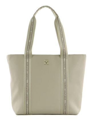 Tommy Hilfiger Women Tommy Life Shopper CB Tote Bag with Zip, Off-White (Feather White/Oatmilk Mix), One Size