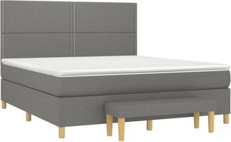 vidaXL Vidaxl - Cama Box Spring Con Colch&oacute;n Tela Gris Oscuro 160x200 Cm