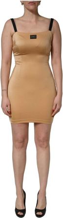 Dolce & Gabbana Short Dresses, female, Brown, Size: S Sleeveless Mini Dress