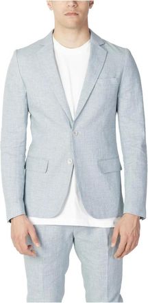 Antony Morato Groene Marl Blazer met Reverskraag - Heren - Blazers - Blauw - L - Katoen - Jassen