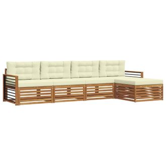 vidaXL Conjunto De Sof&aacute;s De Exterior Con Coj&iacute;n 5 Pcs Natural Y Crema Vidaxl