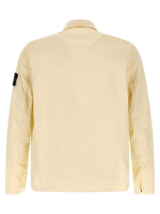 Stone Island Garment-Dyed Stretch Cotton Twill Overshirt - cream