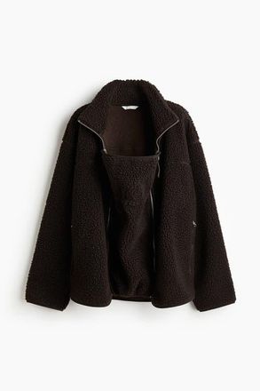 H&M Mama Before & After Babywearing Teddy Jacket in Dark Brown at Nordstrom, Size Xx-Large