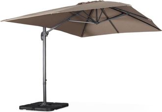 Sweeek Sombrilla 3x4m rectangular y platos con peso, pardo