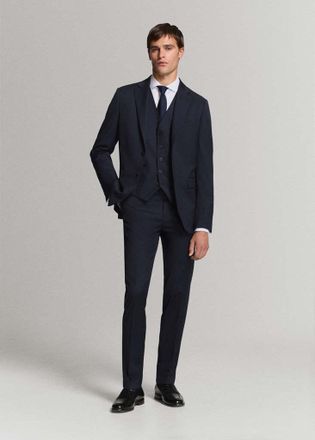 Mango Gilet completo Tur&iacute;n 100% lana navy - Uomo - 46 - MANGO MAN