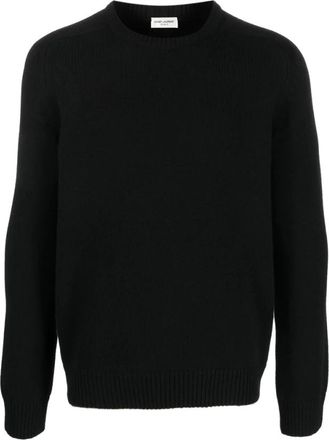 Saint Laurent Cashmere Knitwear, male, Black, 3XL, Cashmere Crewneck Jumper