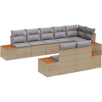 vidaXL Garden Sofa Set 8 pcs Beige and Light Grey Poly Rattan vidaXL