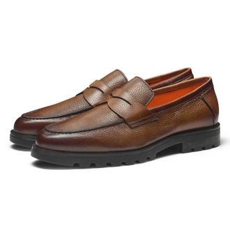 Santoni Mens Rock Lugsole Penny Loafer In Brown