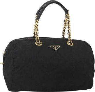 Prada Pre-owned Shoulder Bags, female, Black, Size: ONE SIZE Pre-owned Vintage Nylon Boston Bag