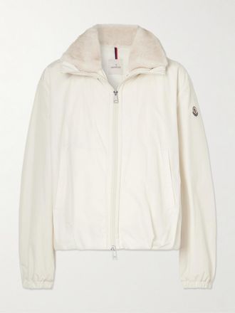 Moncler Piumino Convertibile In Shell Con Finiture In Peluche Pervenche - Bianco sporco