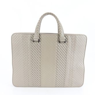 Bottega Veneta Grayish Leather Briefcase (Pre-Owned)