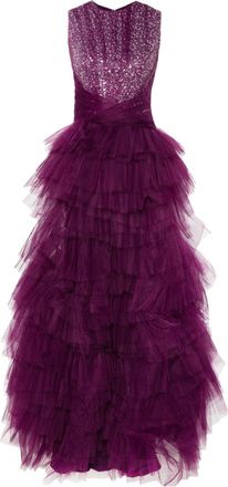 Gemy Maalouf sequin-embellished ruffled gown - women - Polyester - 38 - Purple