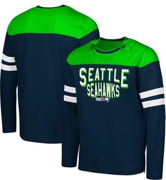 G-III Sports by Carl Banks Mens G-III Sports by Carl Banks College Navy/Neon Green Seattle Seahawks Adaptive Hail Mary Long Sleeve T-Shirt at Nordstrom, Size Xx-Large