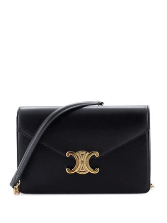 Celine Margo Triomphe Wallet on Chain Leather crossbody bag - Black