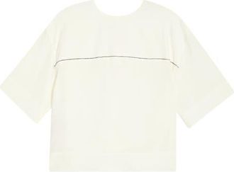 Marni Oversize Contrast Stitch Silk Top in 00W03 Stone White at Nordstrom, Size 42