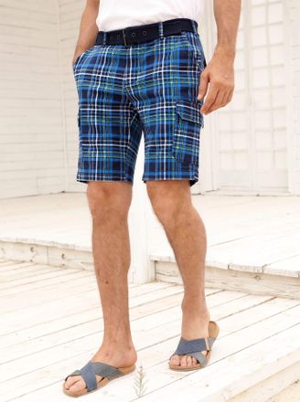 Catamaran Bermudas CATAMARAN, Herren, Gr. 48, Normalgr&ouml;ssen, marine, mittelblau, kariert, 98% Baumwolle, 2% Elasthan, gemustert, kariert, Hosen Bermudas