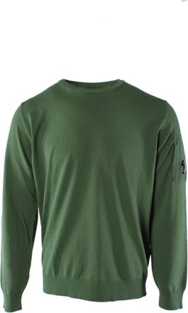 C.P. Company Old Dyed Cotton Crepe Knit - Heren - Ronde hals truien - Groen - M - Katoen - Truien & Vesten