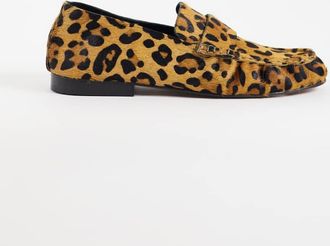 Asos Marlowe - Mocassini morbidi in vera pelle con stampa leopardata e arricciatura-Multicolore