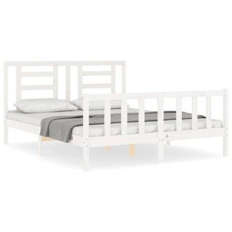 Berkfield Home Bed Frame with Headboard White 160x200 cm Solid Wood