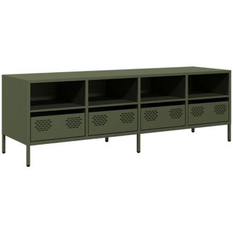 vidaXL Vidaxl - Mueble Tv Acero Laminado En Fr&iacute;o Verde Oliva 135x39x43,5 Cm
