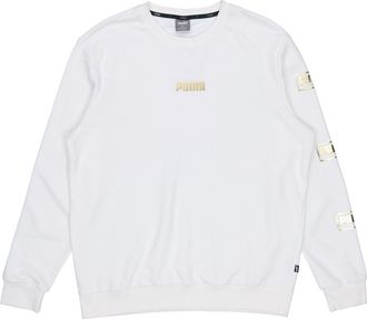 Puma Holiday logo Bronzing Printing Casual Sports Round Neck Pullover White 586348-02