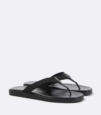 Gucci Logo canvas and leather thong sandals