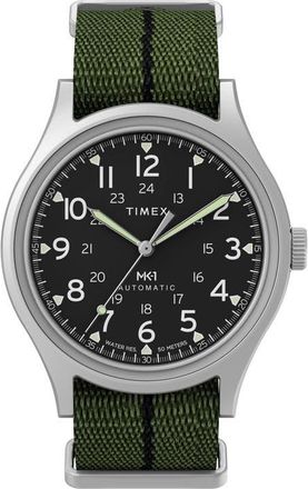 Timex MK1 Automatic Webbing Strap Watch, 40mm in Silver-Tone at Nordstrom