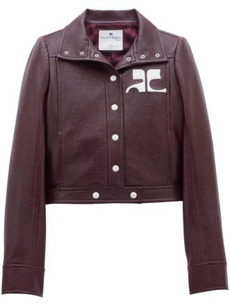 Courr&egrave;ges Cropped Silk Nylon Pointed Collar Jacket