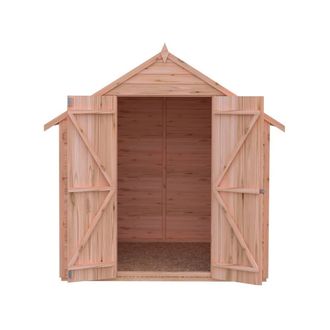 Shires 4 x 6 Feet Overlap Double Door Garden Shed - Dip Treated in Brown