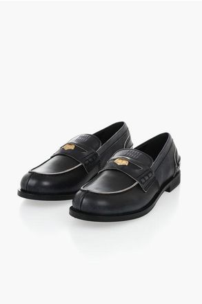 Miu Miu Raw-Edge Leather Penny Loafers size 41