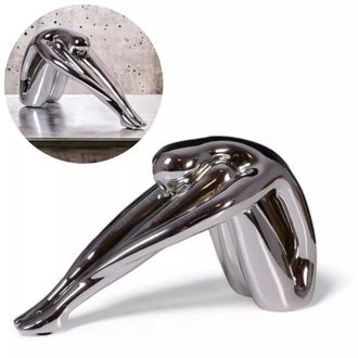 OEM Statuetta Decorativa In Argento Lucido Glamour - Lunghezza 31 Cm