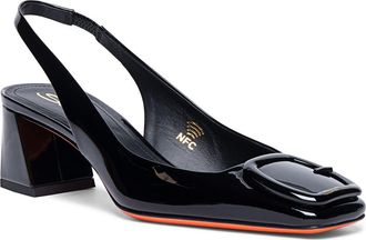 Santoni Womens Lemon Patent Sling Back in Black at Nordstrom, Size 9.5