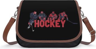 Generic Hockey Crossbody Bag Womens Handbag PU Message Bags Shoulder Purse with Adjustable Strap