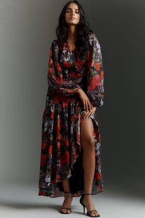 Hutch Marianne Belted Velvet Wrap Maxi Dress