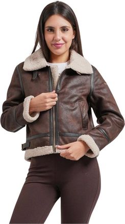 Yes-Zee Giacca Teddy corta - - Jackets - Donna - Marrone - L