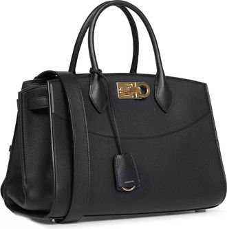 Ferragamo Womens Handbag Studio Soft Leather Black Calf Handbags Hand Bags