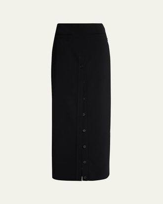 Courr&egrave;ges Button-Front Crepe Maxi Skirt