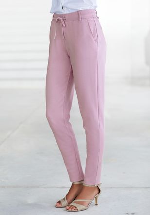 Lascana Jogger Pants LASCANA, Damen, Gr. 32, N-Gr, rosa (altrosa), Sweatware, Obermaterial: 70% Viskose, 25% Polyamid, 5% Elasthan, unifarben, Basic schmal kn
