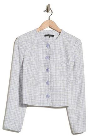 Amanda + Chelsea Patch Pocket Crop Boucl&eacute; Jacket in Blue/White at Nordstrom Rack, Size X-Large