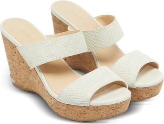 Jimmy Choo London Prima wedge-heel sandals - White