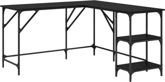 vidaXL Desk Black Oak 139 x 139 x 75 cm Engineered Wood vidaXL