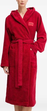 HUGO BOSS Badjas met logopatch en ceintuur - Rood