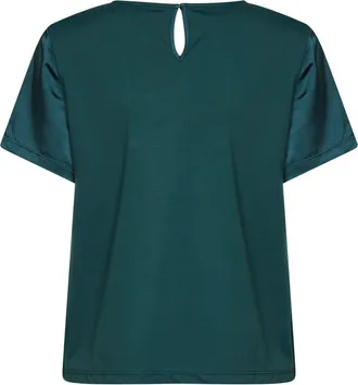 Max Mara Womens Crewneck T-Shirt Gilbert Satin Dark Green Polyester Sweater