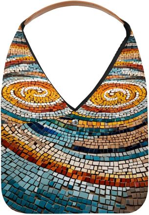 Generic Mosaic Spiral Pattern Reusable Lightweight Grocery Bags - Foldable Into Compact Pouch, Washable & Sturdy, Multipurpose for Shopping and Travel