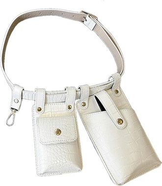 Generic NYSDM Womens Belt Bag grain PU Fanny packs Lady Streets fashion Crossbody Chest Bag 2 Piece Set Waist Bags Phone pack Purse