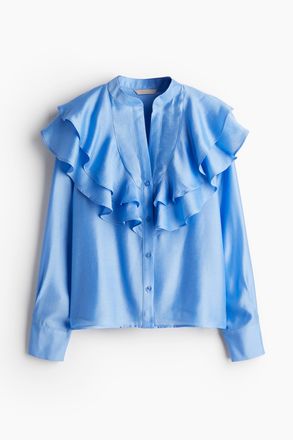 H&M Bluse mit Volants - Blau
