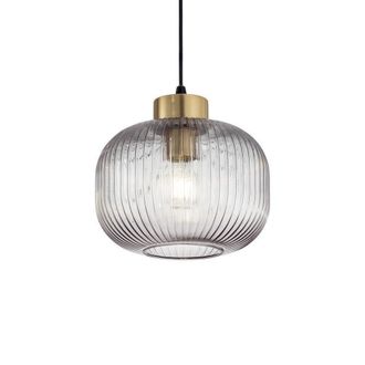 Netlighting Mint2 Indoor Glass DomeCeiling Pendant Lamp 1 Light Smokey E27 in Grey
