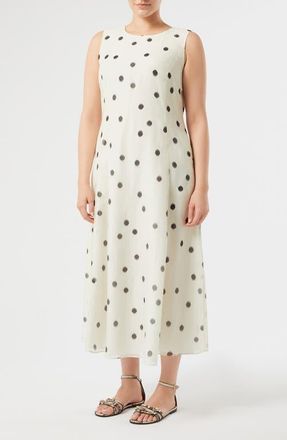 Marina Rinaldi Palato Polka Dot Cotton & Silk Voile Dress in White at Nordstrom, Size 20W
