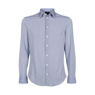 Emporio Armani Shirt met lange mouwen en patroon - Heren - Casual Overhemden - Veelkleurig - 2XL - Polyester - Overhemden