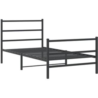 vidaXL Vidaxl - Estructura Cama Sin Colch&oacute;n Con Estribo Metal Negro 100x200 Cm